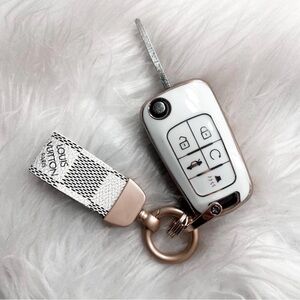 Louis Vuitton Damier Azur Key Fob with White Car Key